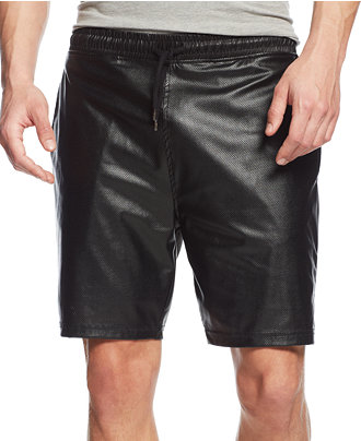 Edge By Wd-Ny Faux-Leather Basketball Shorts